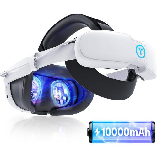 YOGES 10000mAh Battery Head Strap Compatible with Meta Quest 3S & Quest 3, Rechargeable Headstrap Detachable Magnetic Battery to Extend Playtime for VR Headset Compatible with Meta Quest 3S