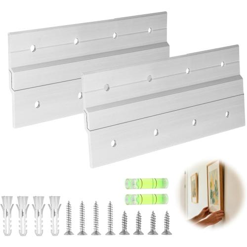 2SET-Aluminum Mural Hardware Bracket,French Cleat Picture Hanger,Wall Panel Hangings,Easy Installation,Perfect for Hanging Framed Art, Mirrors, Paintings and Wall Panels