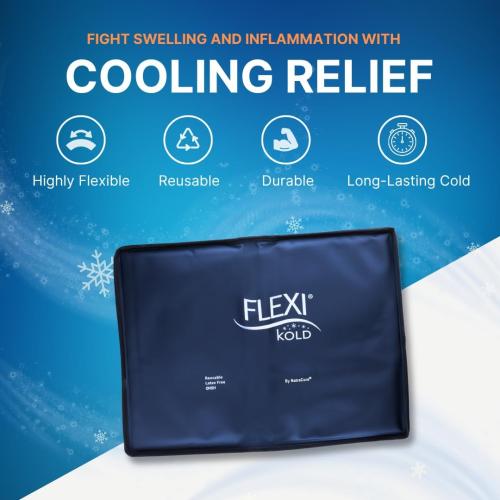 FlexiKold Gel Ice Packs (Standard Large: 10.5 x 14.5) for Injuries Reusable, Back Pain Relief, Knee Wrap, After Surgery, Ice Pack for Knee, Shoulder - 6300-COLD by NatraCure