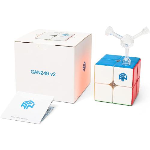 GAN 249 V2 2x2 Puzzle Cube – 49mm Stickerless Speed Cube for Kids & Teens
