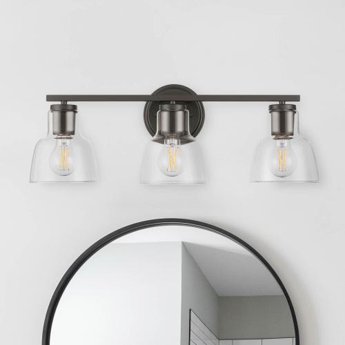 allen   roth Irvine 23-in 3-Light Matte Bronze Transitional Vanity Light