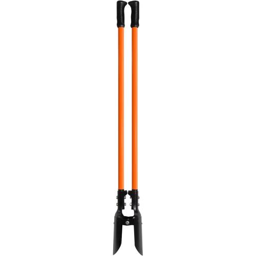 Post Hole Digger, Heavy Duty with Fiberglass Handle, Carbon Steel Blades, 58 Inches, Orange & Black