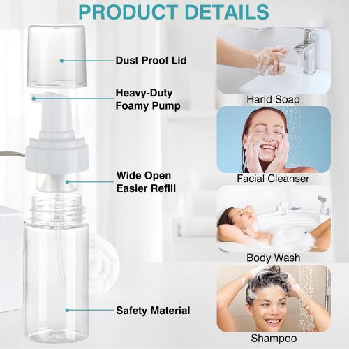 Boenoea Plastic Foam Pump Bottle, 4oz/120ml Foam Bottles Dispenser BPA Free Empty Refillable Container for Hand Soap, Shampoo - Pack of 2 (Blue,Green)