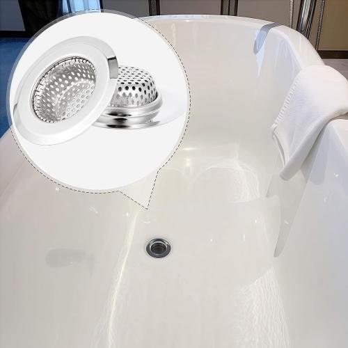 2 Pack Bathtub Drain Strainer, 2.75 Top / 1.75 Basket Stainless Steel Drain Hair Catcher, Perfect for Bathroom Sink Bathtub Vanity Sink Basin Shower Room Balcony Floor Drain (2)