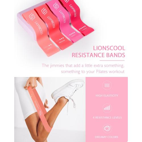LIONSCOOL Pilates Ring Set 14 Magic Circle, 9 Mini Ball, Resistance Bands