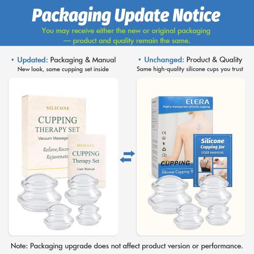 ELERA Silicone Cupping Therapy Set – Transparent Massage Cups in 4 Sizes (XL, L, M, S) for Body Relaxation, Cellulite & Home Wellness (Gourd Shape 4-Pack)