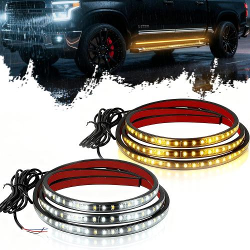 DIBMS Running Board Lights 2PCS LED Strips w/Sequential Amber Turn Signal