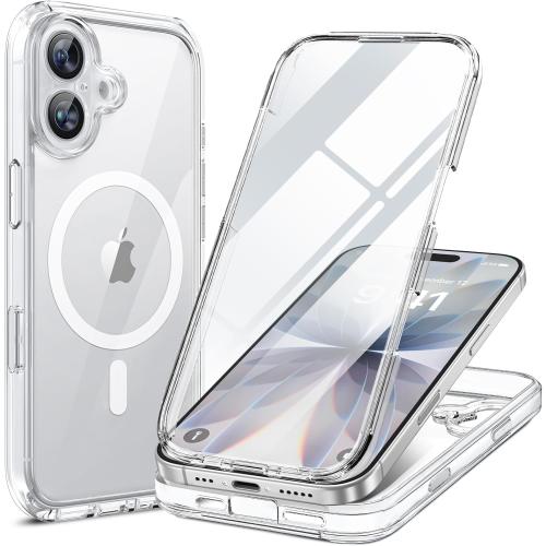 miracase for iPhone 17 Case 6.3'', Full-Body Military Grade Drop Protection Outdoor Phone case with Built-in Glass Screen &Camera Control,Easy Installation,Compatible with MagSafe,Clear