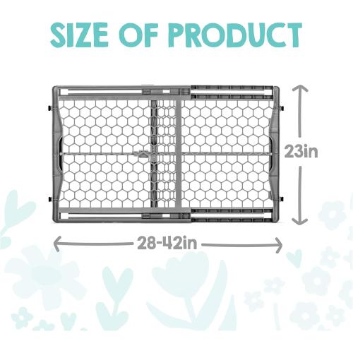 Regalo Safety 28-42 Extra Wide Expandable Baby Gate for Doorways & Bottom of Stairs, Pressure Mounted Safety Gate for Babies, Toddlers & Pets, Tested & Safe for 30 Years, American Designed and Owned