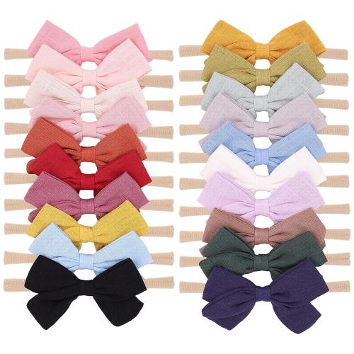 jollybows 20pcs Baby Girls Nylon Hair Bows Headbands Linen Hair Bands