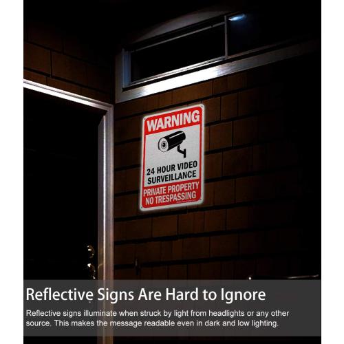 Faittoo 4 Pack No Trespassing, Private Property, Warning Signs - 10 x 7 Inches Reflective Aluminum, UV Protected, Weather Resistant, Durable Ink, Easy to Mount