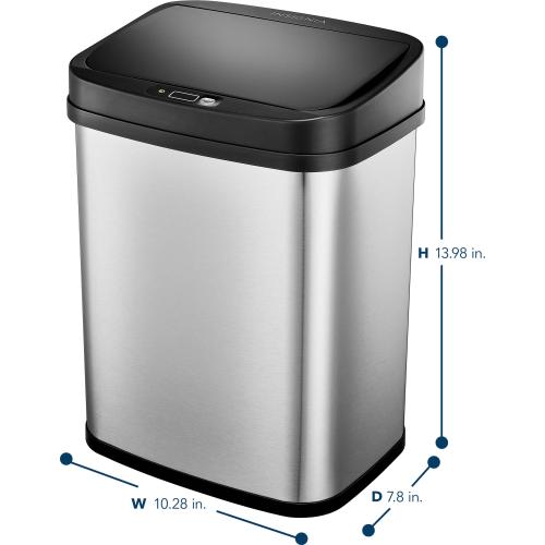 Insignia™ - 3 Gal. Automatic Trash Can - Stainless steel