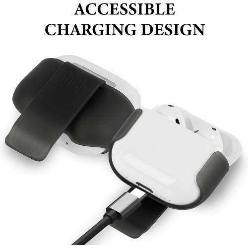 Geekria Earbuds Belt Clip Holder Compatible ONLY with Apple AirPods 4, Portable Earphones Waist Holster Case with Reinforced Clip (Black, 1 Pack, Single Case)
