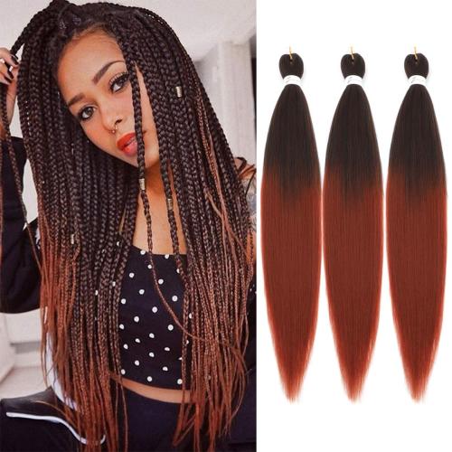 Ombre Braiding Hair Pre Stretched Ombre Ginger Easy Braids Yaki Texture Professional Synthetic Braiding Hair 26 Inches Braids Hot Water Setting for Box Crochet Hair Extensions(3pcs, #1b/350)