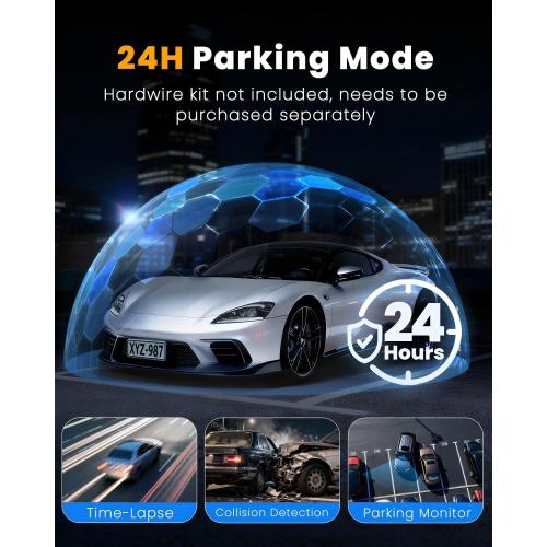 4K Dash Cam Front and Rear, WiFi Dash Camera for Cars with App