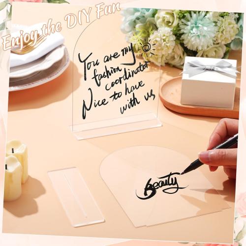 Juexica  5x7 Inch Clear Acrylic Arch Sign - Blank DIY Table Numbers with Stand for Weddings, Office Parties & Menus