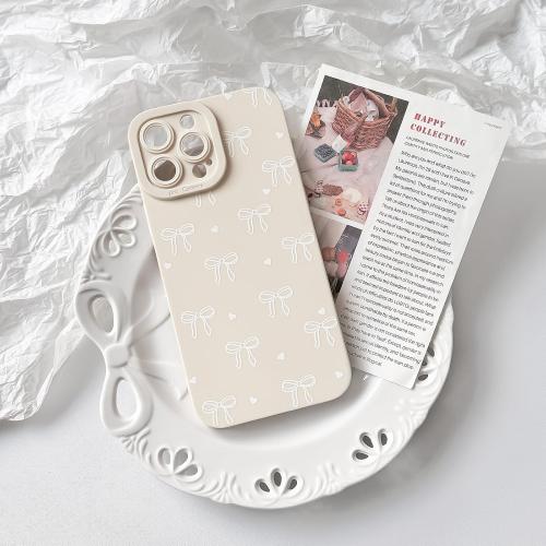 NITITOP Compatible for iPhone 12 Pro Max Case Cute Bow Knot - White