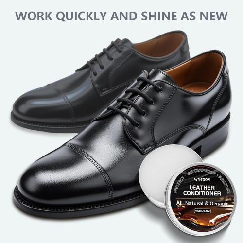 Leather Recoloring Balm with 100ml Mink Oil Conditioner | Black Repair Kit, Dye & Color Restorer for Furniture, Sofa, Car Seats, Bags | Restore Faded & Scratched Surfaces