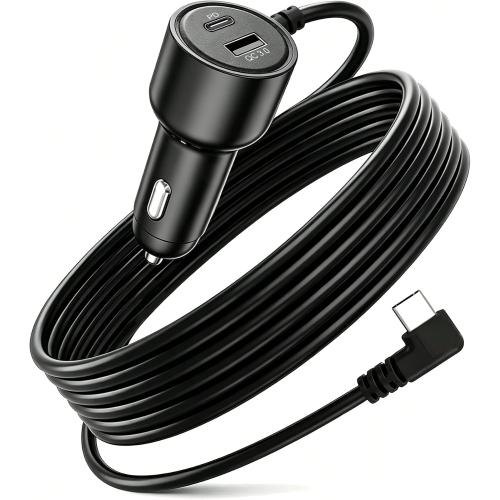 Dash Cam Power Cord USB C – 11.5FT Dashcam Power Adapter with Dual Ports Fast Charging, Compatible with Redtiger, Wolfbox, Vantrue and Most Dash Cameras