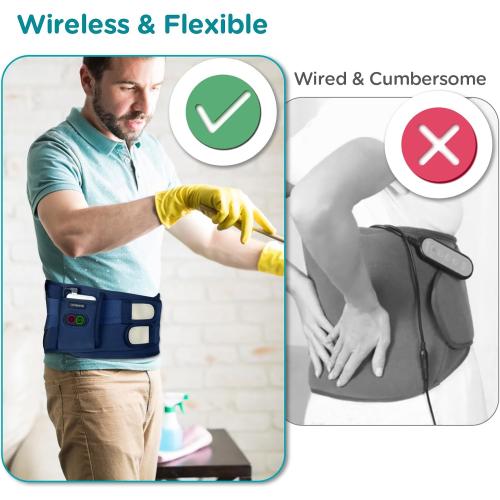 Comfytemp Cordless Heating Pad with Massager for Back FSA Eligible HSA Blue