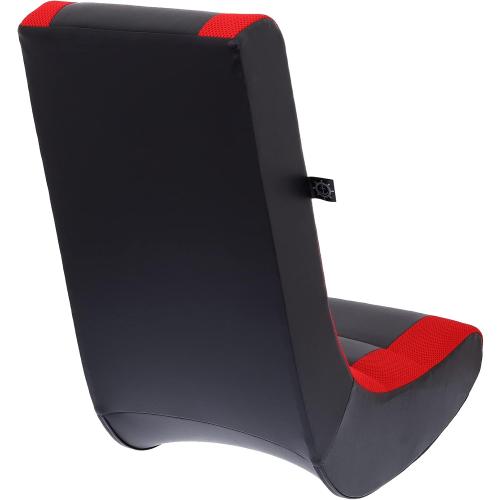 The Crew Furniture Classic Video Rocker Floor Gaming Chair, for Kids and Teens, PU Faux Leather & Polyester Mesh, Black/Red