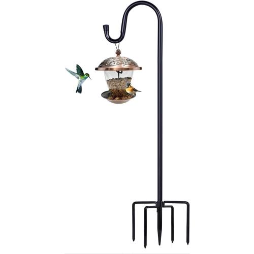 Shepherd Hooks for Outdoor, 1 Pack 62 Inch Bird Feeder Pole with 5 Prongs Base for Hanging Lantern, Hummingbird Feeder, Lightweight Plant, Shepherds Hook for Bird Feeders for Outside
