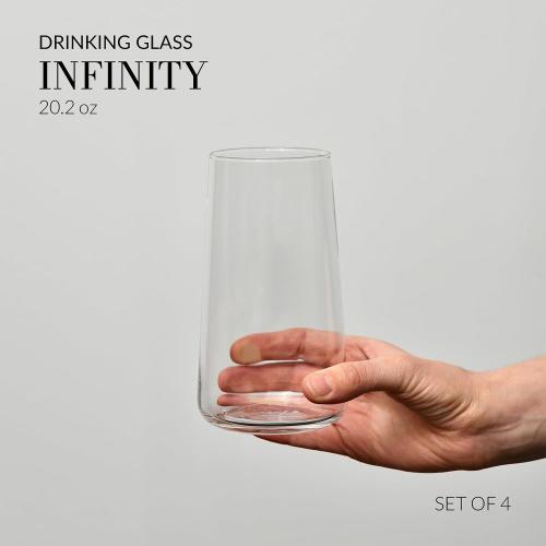 KROSNO Water Glasses Set of 4, 20.3 oz, Infinity Collection
