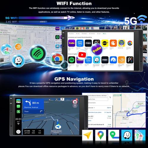 5Gwifi Upgrade Radio for Ford F150 1999-2003, F250/F350 1998-2004, Expedition 1999-2002, Ranger 1998-2011, E150/E250/E350 1999-2008, Explorer 6.8 Touchscreen Setero Apple Carplay Android Auto GPS FM