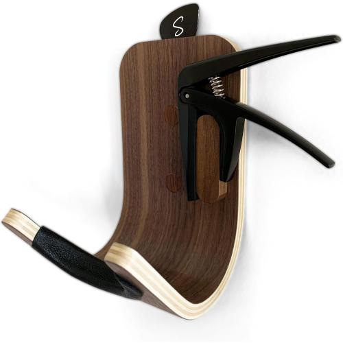 Guitar Wall Mount Hooks 2 Pack: Modern Design Guitar Hanger for Storage & Display. Heavy Duty Ply Wood Guitar Hook Holder for the Wall. Hangers Stand for Acoustic Guitars, Ukulele, Bass, Violin, Cello