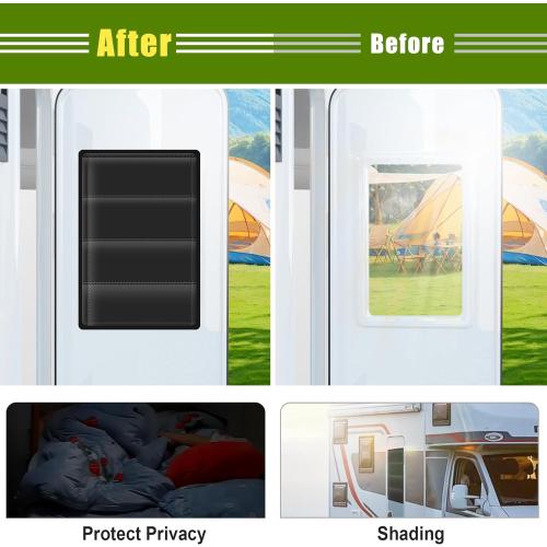 RV Door Window Shade Cover - Magnetic RV Blackout Window Cover with UV Protection and Privacy Features (25 * 16 in) Foldable Magnet Design, Waterproof Fabric (Black, 1 Pack (25L x 16W))