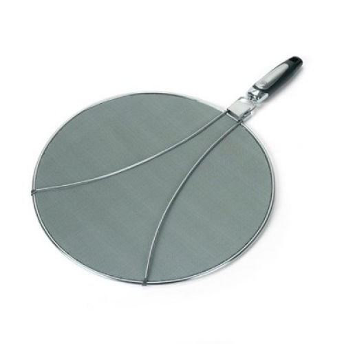 Silver 13 Amco Stainless-Steel Odor Absorbing Splatter Screen with Foldable Handles, 13-Inch Stainless Steel Grease Splatter Guard, Fine Mesh for Frying Pan