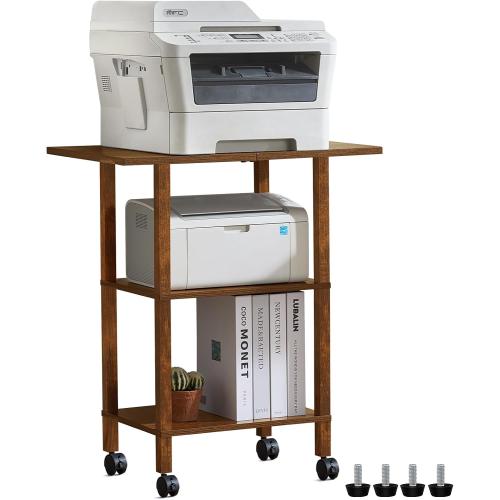3 Tier Home Printer Stand with Storage, Brown