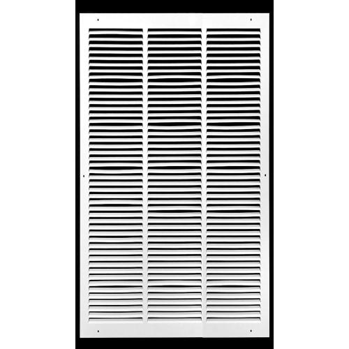 Size  16'' x 34'' HVAC Premium 16'' x 34'' [Duct Opening] Flat Stamped Steel Return Air Grille - Sidewall and Ceiling - HVAC Vent Duct Cover - White [Outer Dimensions: 17.75''w X 35.75''h]