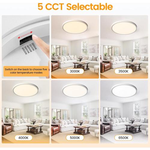 TALOYA Flush Mount LED Ceiling Light，20W 12 Inch-8 Pack,5CCT
