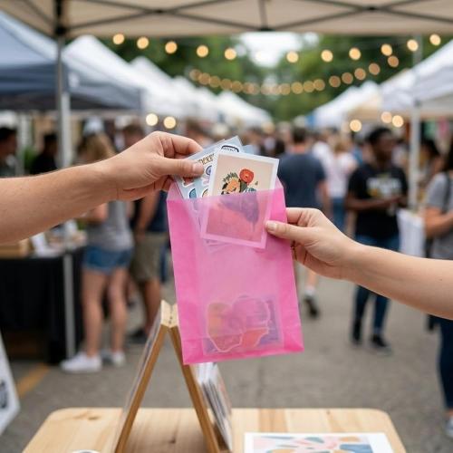 Quotidian Hot Pink Flat Greaseproof Paper Cookie Bags 4x6 in, 100 Count