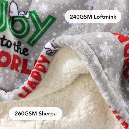 Berkshire Blanket Peanuts® Sherpa Wearable Blanket Hoodie, Cute Character Snoopy Plush Hooded Shawl Blanket