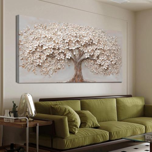 Canvas Wall Art Decor Prints Botanical Wall Art Pictures for Living Room Canvas Art Wall Decor Tree of Life Wall Art Decor Modern Large White Wall Art Prints Artwork for Walls Bedroom Office Decor 24 X 48
