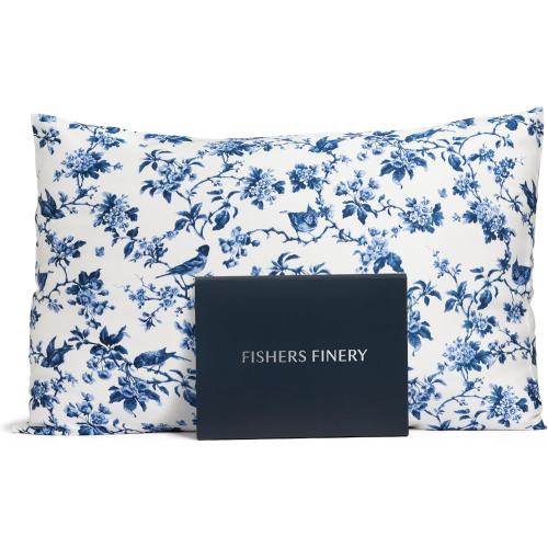 Fishers Finery 25mm 100% Pure Mulberry Silk Pillowcase (Tea Cup Print, Queen)