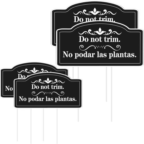 Soaoo 4 Pcs Do Not Trim Yard Signs with Stakes for Garden, Black, Elegant
