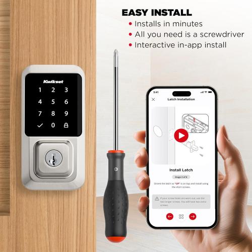 Kwikset Halo Wi-Fi Smart Lock, Keyless Entry Door Deadbolt, Geofence Auto-Unlock, Grade AAA Certified, No Hub Required Easy Install, Satin Nickel Lifetime Finish Warranty, Touchscreen