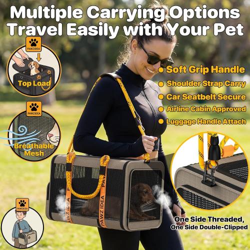 PAWZIDEA Expandable Pet Carrier for Small Cats & Dogs, TSA Airline Approved