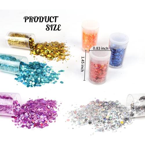 Holographic Chunky Glitter, Set of 36 Colors Craft Glitter Sparkle Sequins, Cosmetic Glitter Flake for Epoxy Resin, Body, Face, Eye, Nail Arts, Slime Making, Wedding Festival Party Decoration