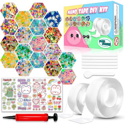Nano Tape Bubble Kit, Nano Squishy Making kit Tape Bubbles, Arts and Craft DIY Stress Ball Making kit and Crafts for Kids Ages 8-12 Year Bubble Craft Kit Toys 2PCS (2&1.2)