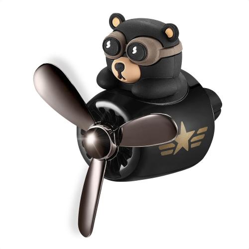 Airplane Car Air Freshener Vent Clip - Bear Pilot, Rotating Propeller