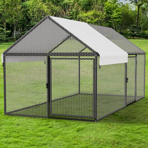 NUGRIART Metal Chicken Coop 79x40x40, Portable Chicken Run with Cover