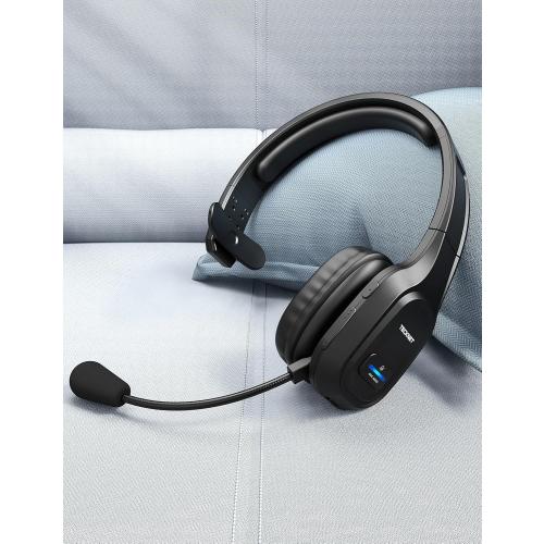 TECKNET Trucker Bluetooth Headset, AI Noise Canceling Mic, Wireless On-Ear