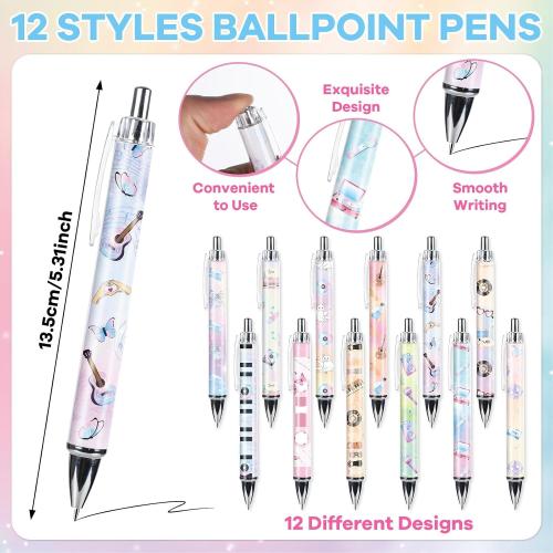 24 Pcs Music Party Favors Set Includes Music Note Sticky Notes and Music Pens Singer Sticky Note Singer Birthday Gifts Memo Notes Pads Ballpoint Pens for Musical School Student Teacher Supplies