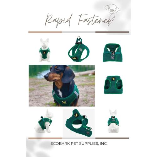 EcoBark Dog Harness - Luxury Step in Mesh Dog Harnesses in Forest Green - Soft & Secure Dog Harness Vest Body Wrap