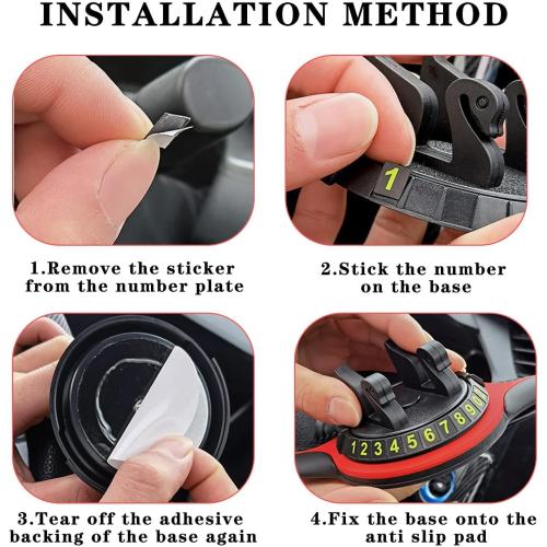 Multifunction Car Anti-Slip Mat,Car Anti Slip Mat Phone Holder For Dashboard,Multifunctional Car Dashboard Phone Holder,With Temporary Parking Numbe For Phone Sunglasses Keys (Square red and black)