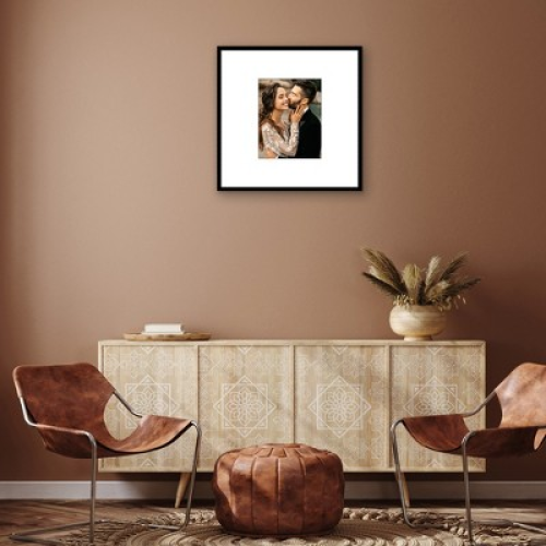 Americanflat 24x24 Picture Frame with Polished Plexiglass - Use as 11x14 Frame with Mat or 24x24 Frame Without Mat - Streamline Collection - Black